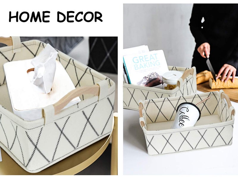 KWLET Storage Baskets for Organizing Toys Small Basket White Basket Felt Fabric Basket Bins for Home Office Closet Bathroom Bedroom Playroom Decorative Bin - Image 4